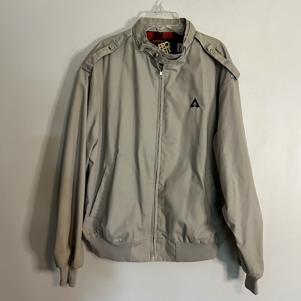 Vtg 70s King Louie Pro Fit Men's Cream Bloat‎ Guard Jacket Harrington Size Large
